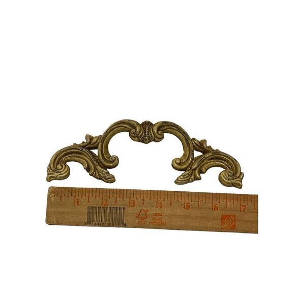 Vintage French Provincial Drawer Pull Painted Metal Curved - Picture 4 of 10